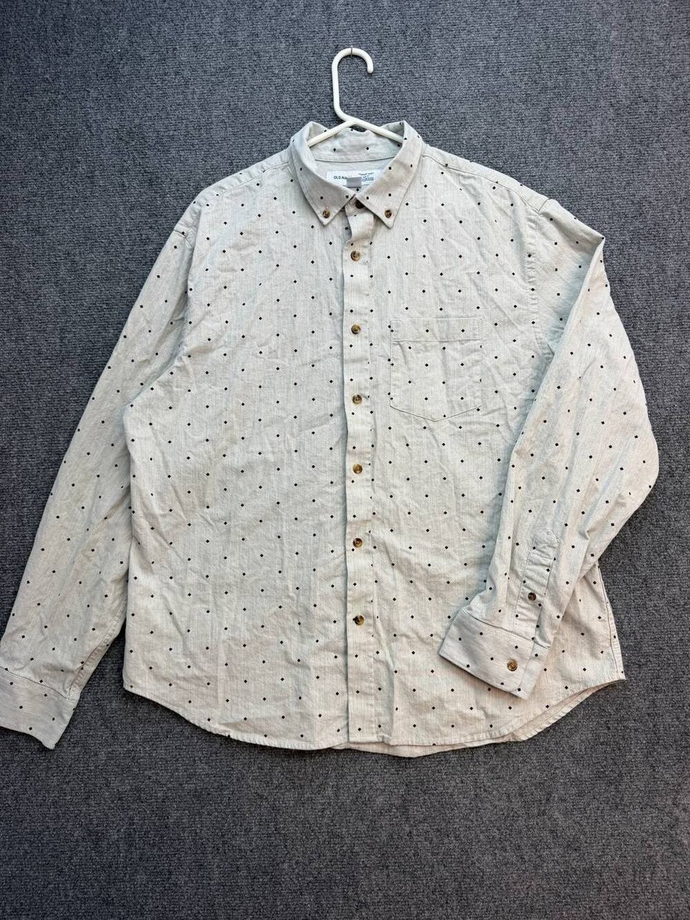 Old Navy Men's XL Everyday Shirt Slim Fit Built-In Flex Long Sleeve Dot Print